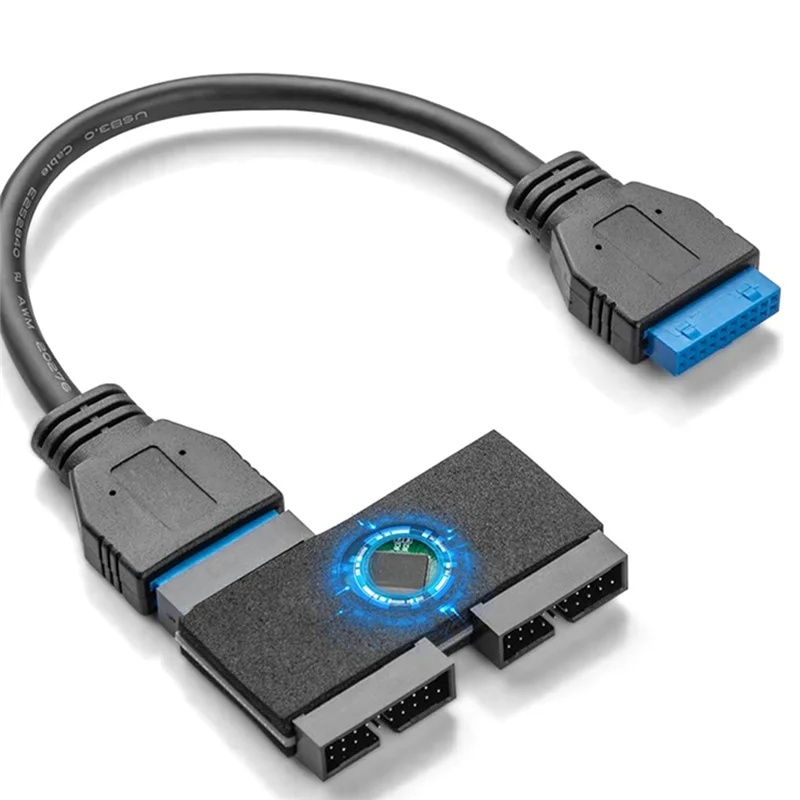 

-FDDT Usb 3.0 19-контактный 1–2 концентратор с чипом и модульным кабелем USB 19-контактный концентратор Материнская плата 19-контактный удлинительный кабель USB3.0 для передачи данных