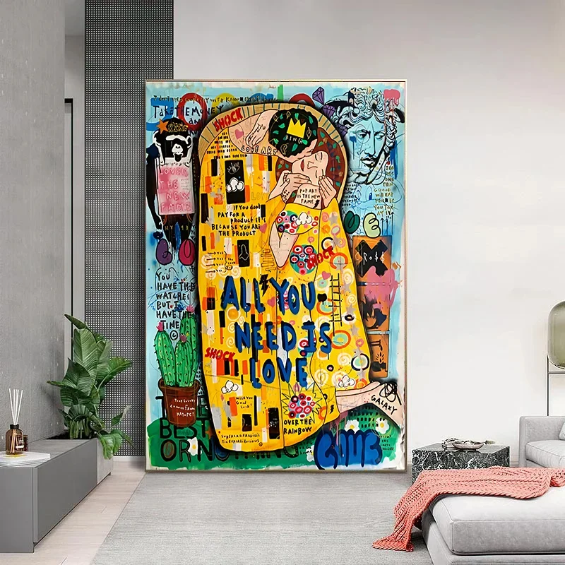 شارع الكتابة على الجدران الفن قماش اللوحة الأمير الأميرة الملكة الفنان أليك احتكار سخيف الشرير الملصقات طباعة جدارية ديكور المنزل جدار الفن