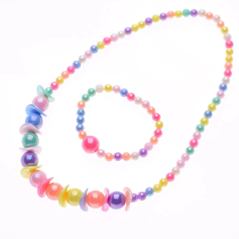 

Pearl Children Necklace Bracelet Set 3 Sets Gifts Birthday Party Girls Jewelry Beads Baby Toddler Teen Christmas Toy Accessories