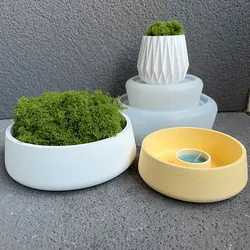 Concrete Bowl Silicone Mold DIY Flower Pot Potted Container Striped Cement Candle Cup Terrazzo Planters Gypsum Resin Mold