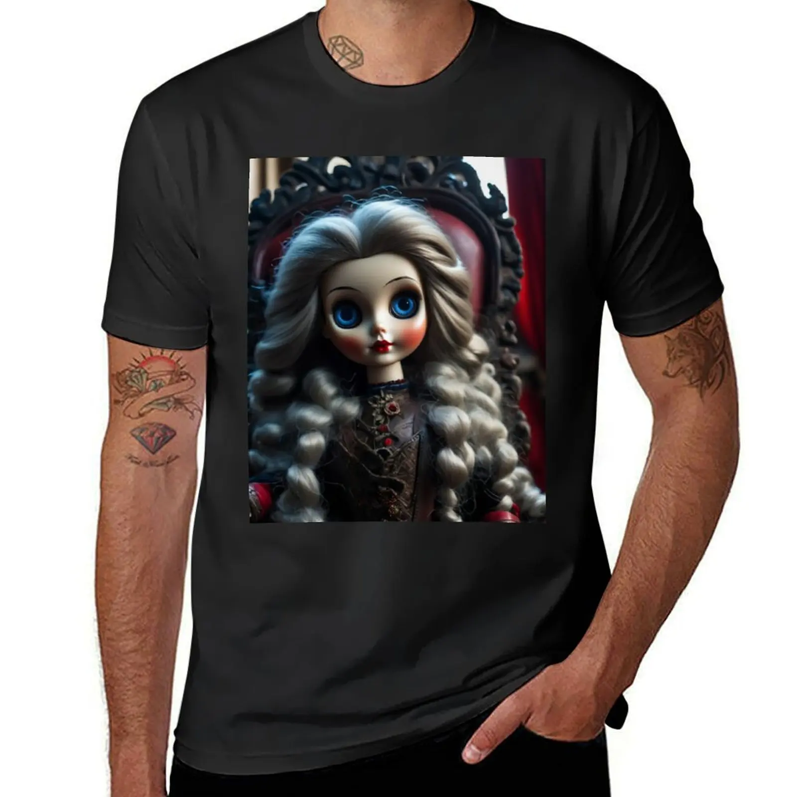 Beautiful Old In Red Haunted Doll T-Shirt vintage clothes plus size tops funnys animal prinfor boys black t shirts for men