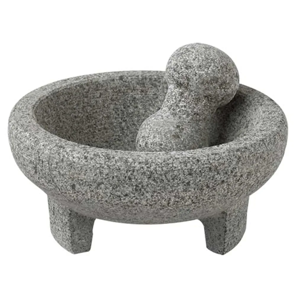 

Granite Mortar and Pestle - Traditional Molcajete for Grinding Spices, Herbs & Salsas, Natural Stone Tool with Rough Surface