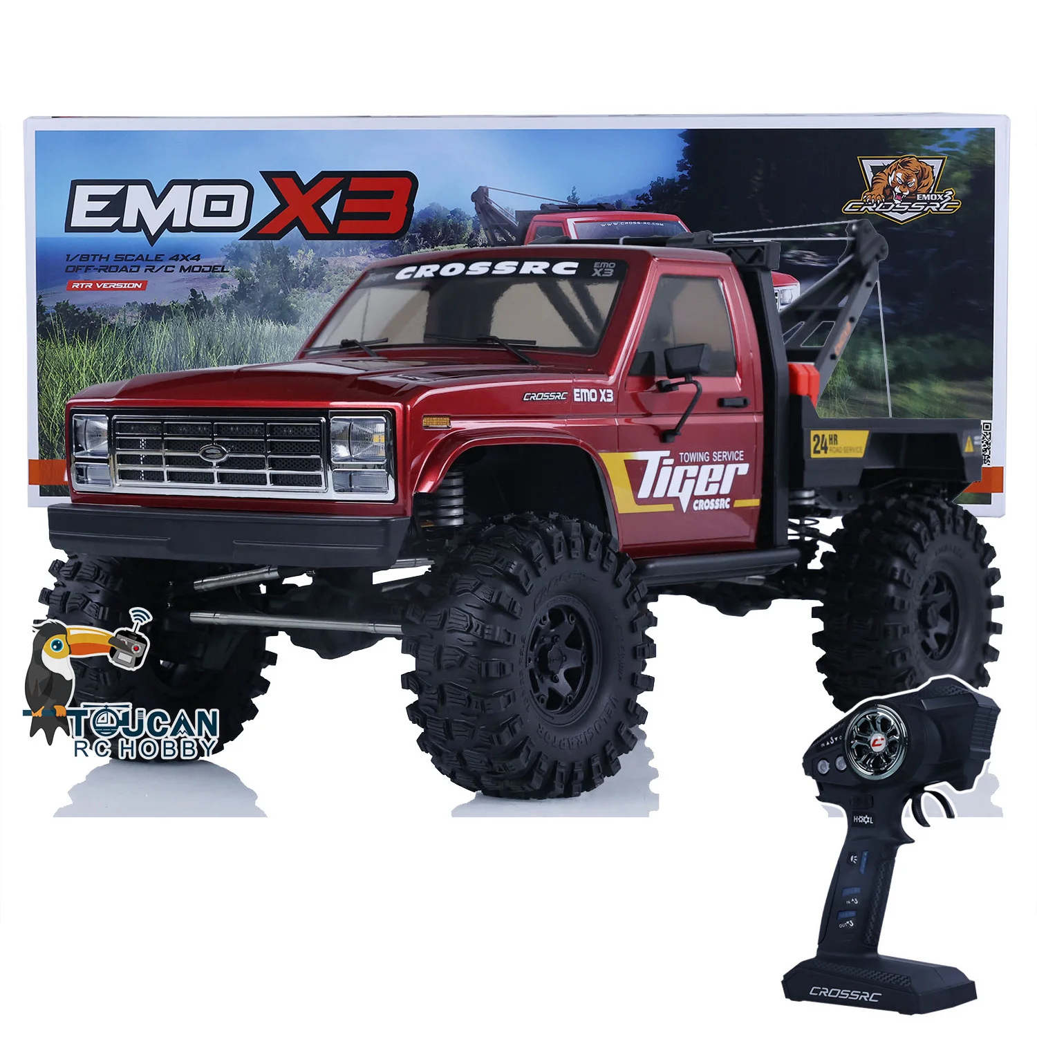 

US Stock CORSSRC 4WD EMO X3 1/8 RC 4x4 гусеничная машина, радиоуправляемая, спасательный буксировочный автомобиль, окрашенная модель, модель детской системы, игрушки