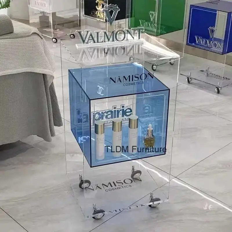 

Acrylic Salon Trolley Hairdressing Beauty Salon Multi Functional Tool Cart Instrument Storage Rack Mobile Customization