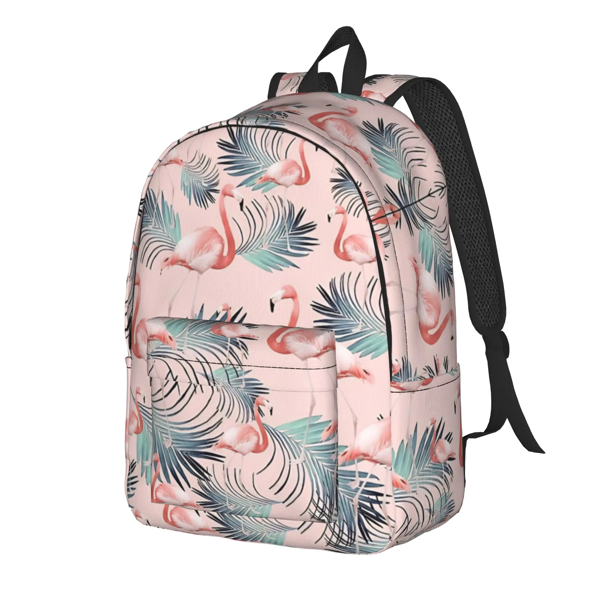 Flamingo Knapsack Back to school season pink tropical wader  Lightweight Backpack