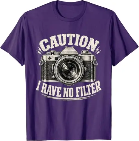 Vorsicht, ich habe keinen Filter – Lustiges Retro-Kamera-Fotografie-T-Shirt Y2k für professionelle Fotografen, Persönlichkeits-Outdoor-Kleidung T-Shirt – Detail 12