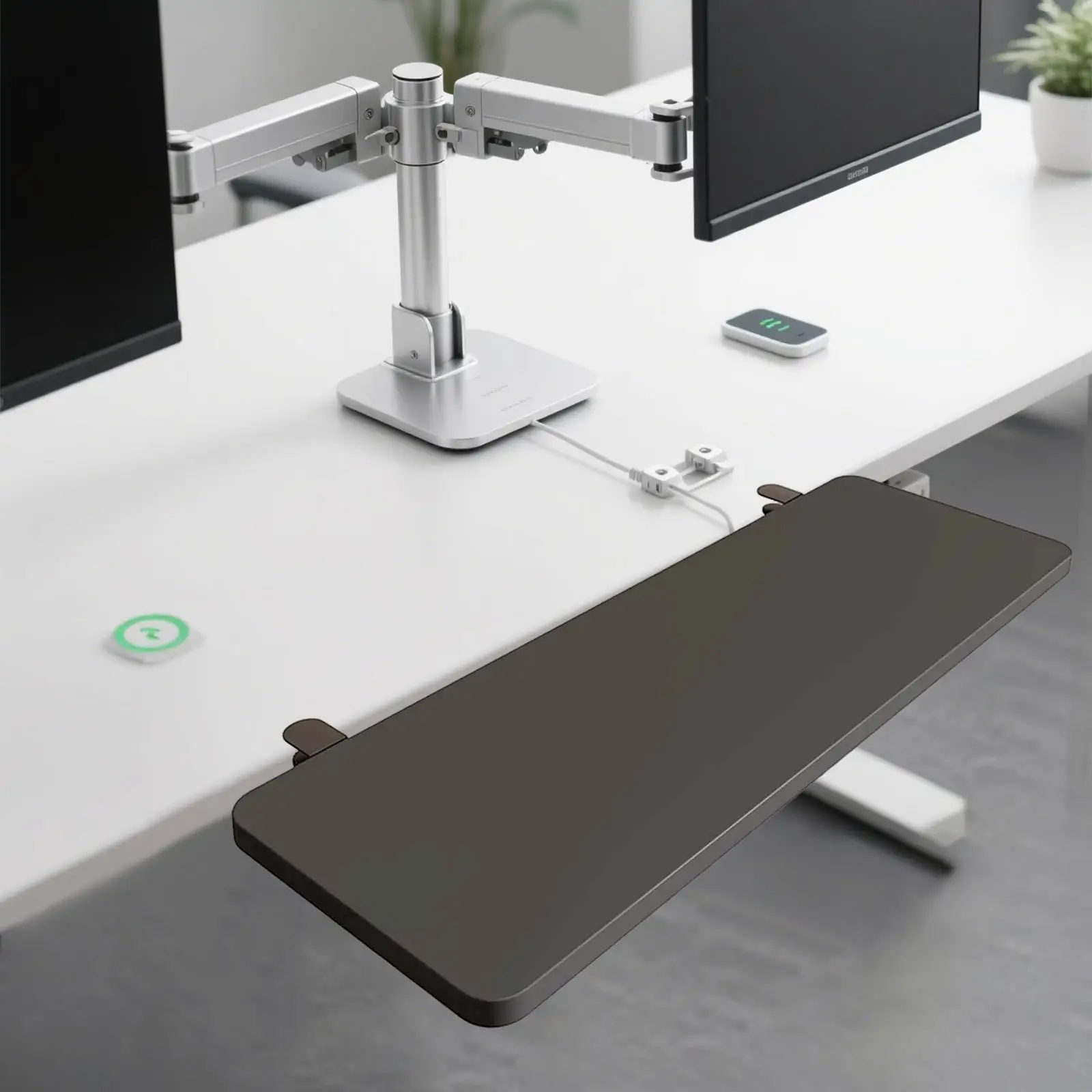 Desk Extender Tray Foldable Clamp on Keyboard Shelf Wood Metal Sturdy Extension Board for Home Office Bedroom