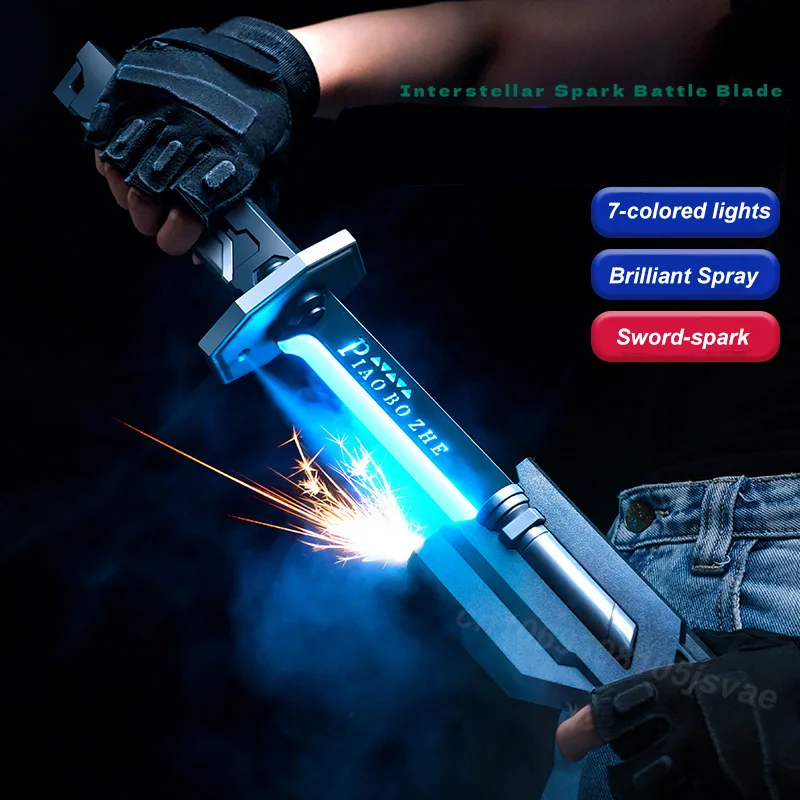 ดาบเลเซอร์ใหม่พร้อมควัน ไฟ LED เปลี่ยนสีได้ 7 สี เสียงประกอบ ดาบประกายไฟ ของเล่นสำหรับเด็กและผู้ใหญ่ สนุกสนาน คอสเพลย์ อุปกรณ์ประกอบฉาก ไลท์เซเบอร์