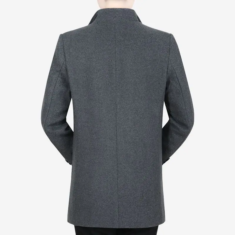 معطف صوفي متوسط الطول للرجال لخريف وشتاء جديد ملابس أبي معطف ابن قطن 00% سترة واقية مناسبة للخريف والشتاء #3