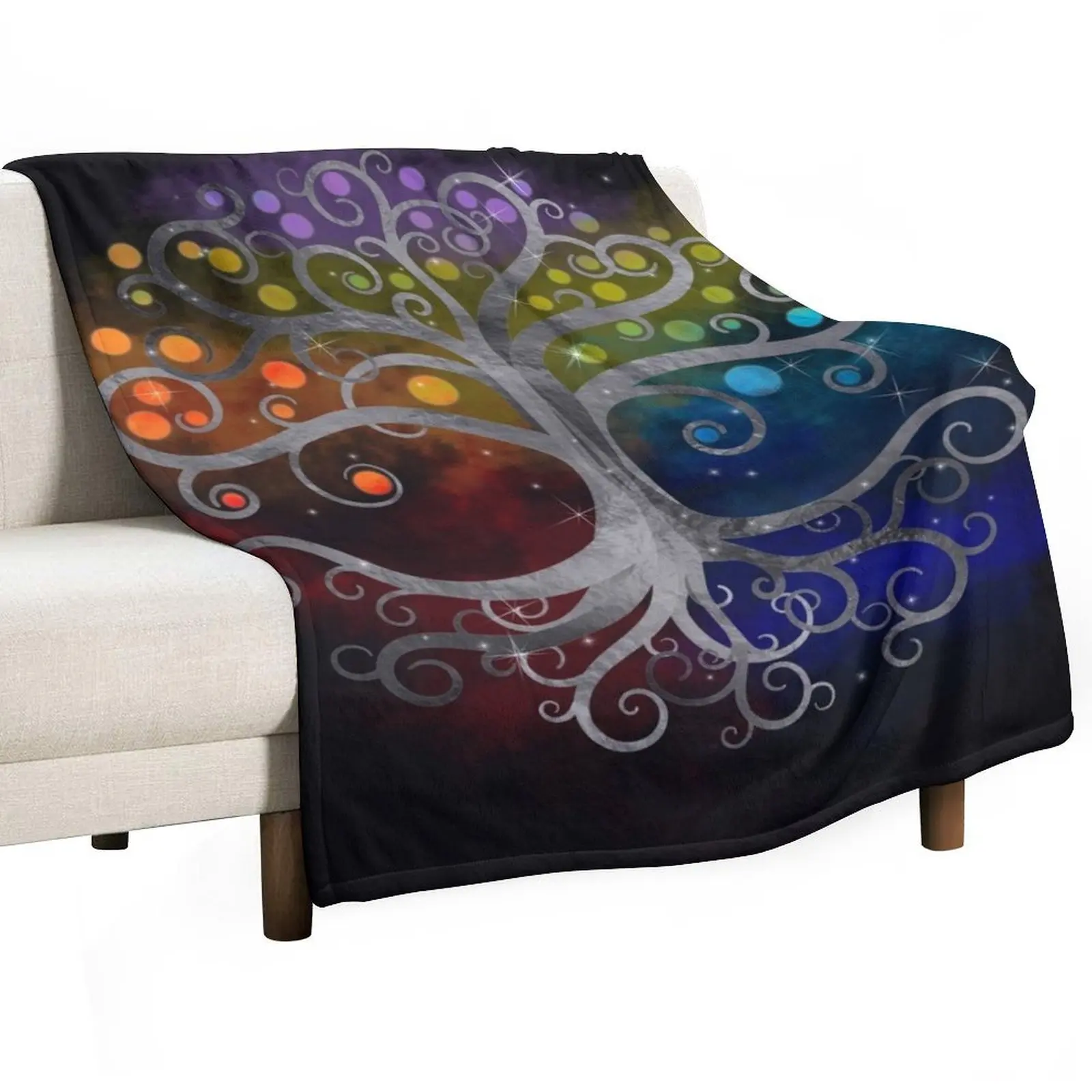 Tree of life Silver Swirl Throw Blanket Custom Luxury Thicken Cute Plaid Heavy Beach Summer Blankets