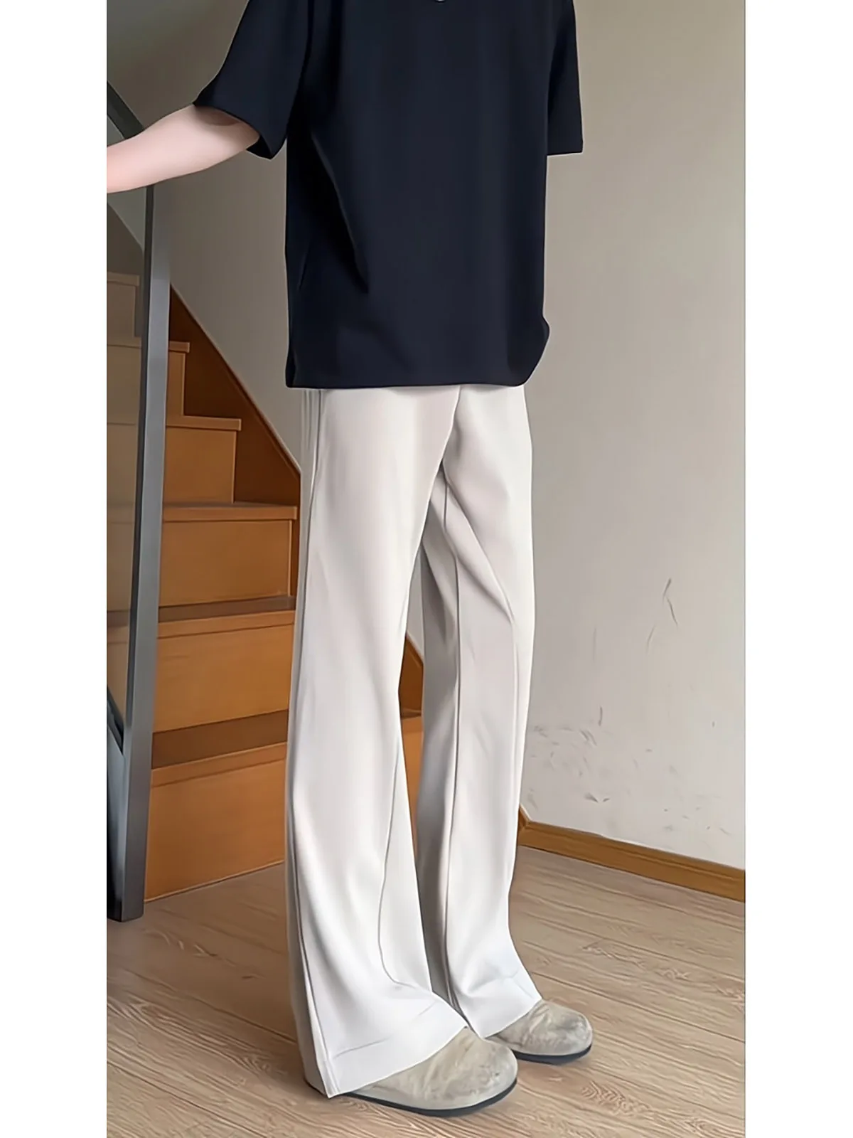  Slim Fit Straight Leg Anti-Wrinkle Stretchy Men's Dress Pants Youthful Casual Fashionable Straight Tube Trousers