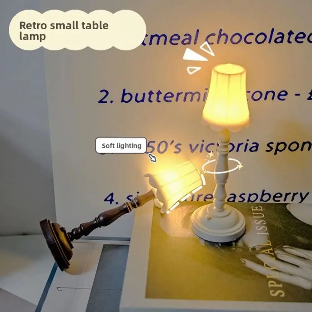 White/Coffee Vintage LED Night Light LED European Night Light Decorative Figurine Vintage Style Bedside Lamp