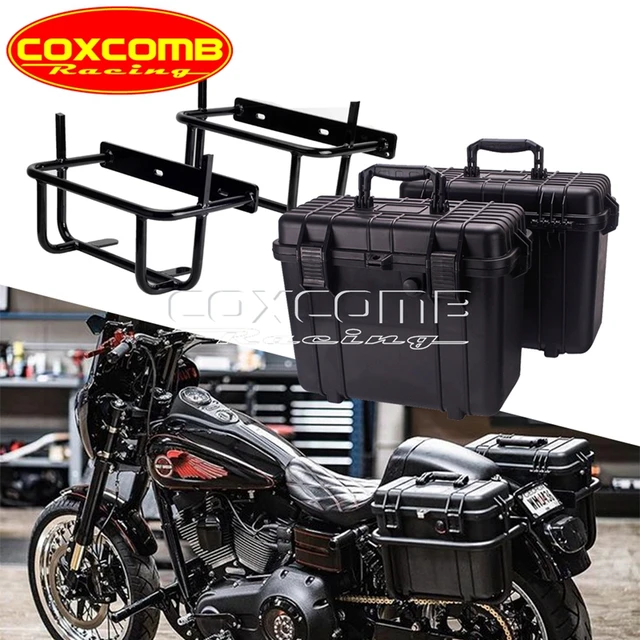 2x ABS Saddlebags Side Box Case Pannier Luggage Rack Mount Bracket For Harley Softail Deluxe Slim Sport Glide Street Bob FLFB AliExpress