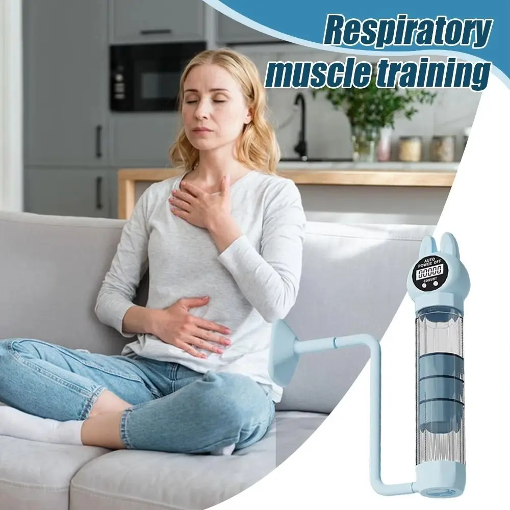 

Adjustable Resistance Breathing Dumbbell Trainer Deep Breathing Ergonomic Design Lung Capacity Expander Practical With Counter