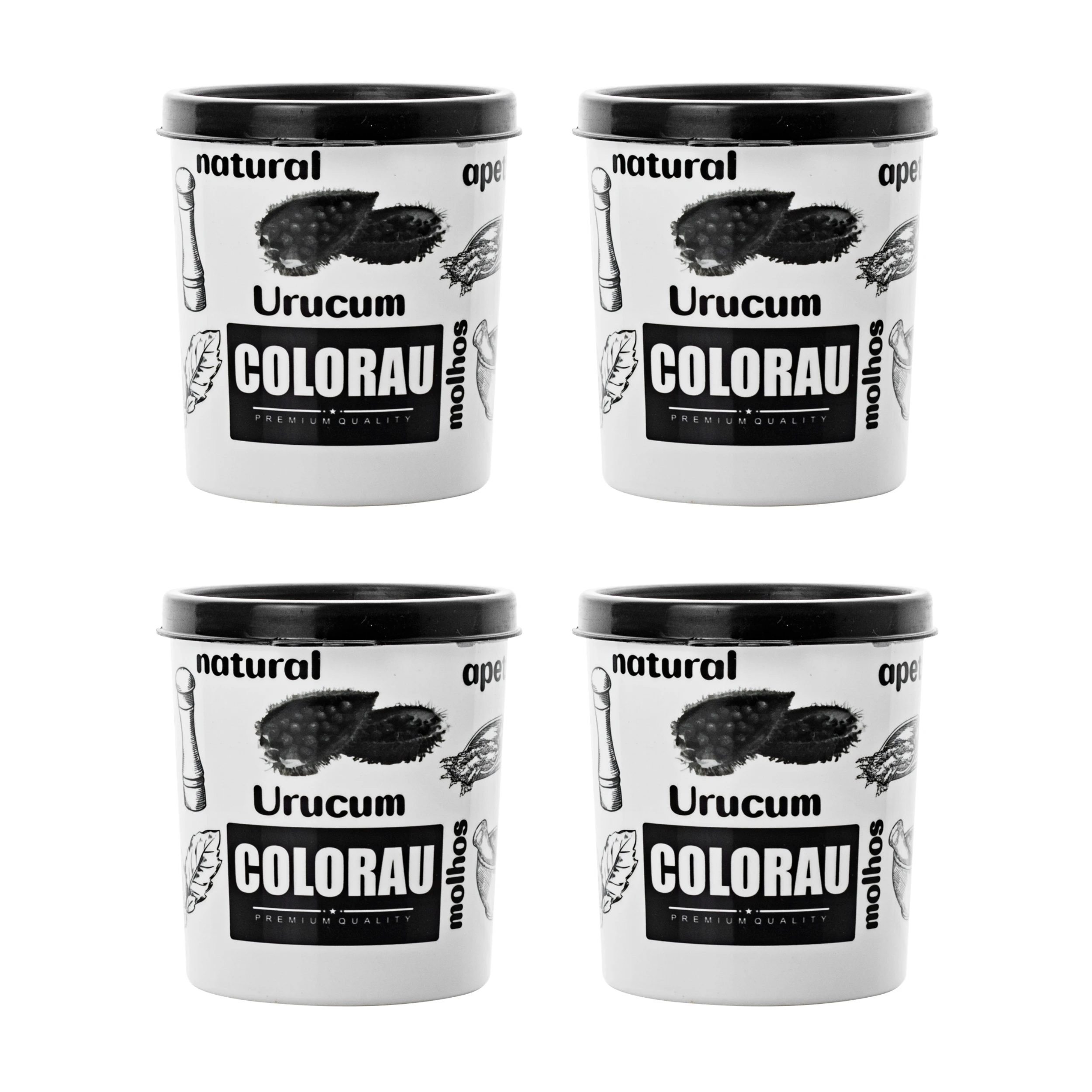 KIT POT MULTIUSE CONDIMENT BLACK 200ML PREMIUM 4PCS COLORAU BPA FREE QUEST