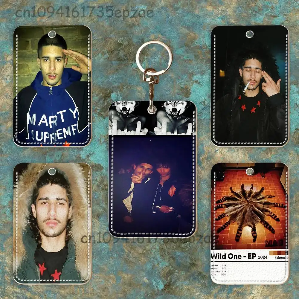 F-Fakemink Londons Saviour Rectangle Card Case Keychain Access Card Bag Key Tag Ring Leather Card Holder Key Ring Access