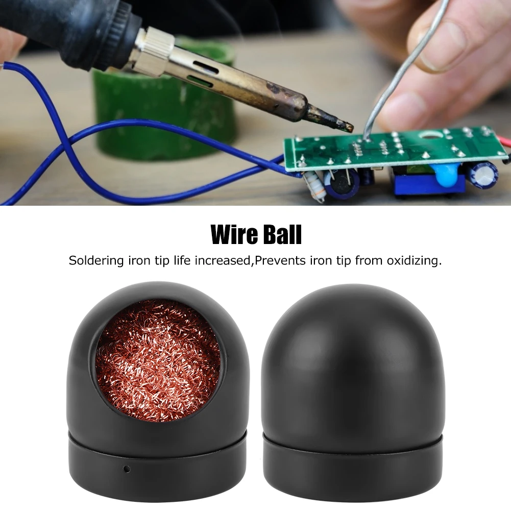 2PCS 599B Soldering Iron Tip Cleaner Carbon Steel Wire Round Tip Cleaning Ball Black Soldering Tool Accessory for Welding