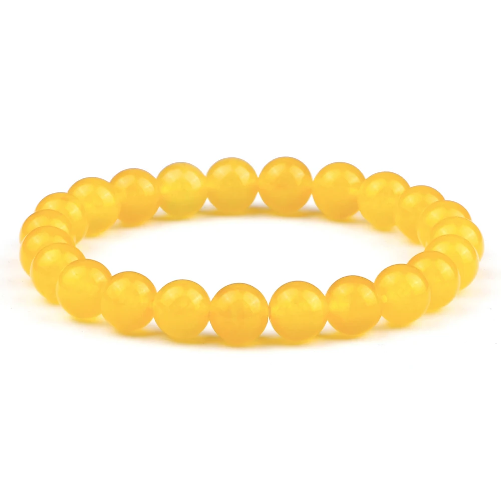 8MM Natural Stone Yellow Beads Female Bracelets for Women Fashion Charms Elastic Round Bead Strand Bracelet Men Jewelry Gifts