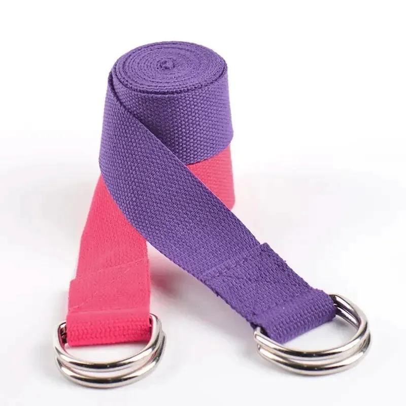 1pc Yoga Strap For Yoga Pilates Ballet Dance With Adjustable D-Ring Buckle Cotton Yoga Belt For Fitness Daily Stretching