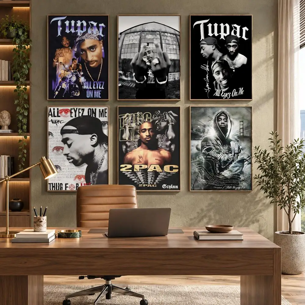 Tupac Shakur 90s Hip Hop Rapper Poster HD Waterproof Wall Decal for Study, Living Room & Garage, DIY Great Gift for Fans