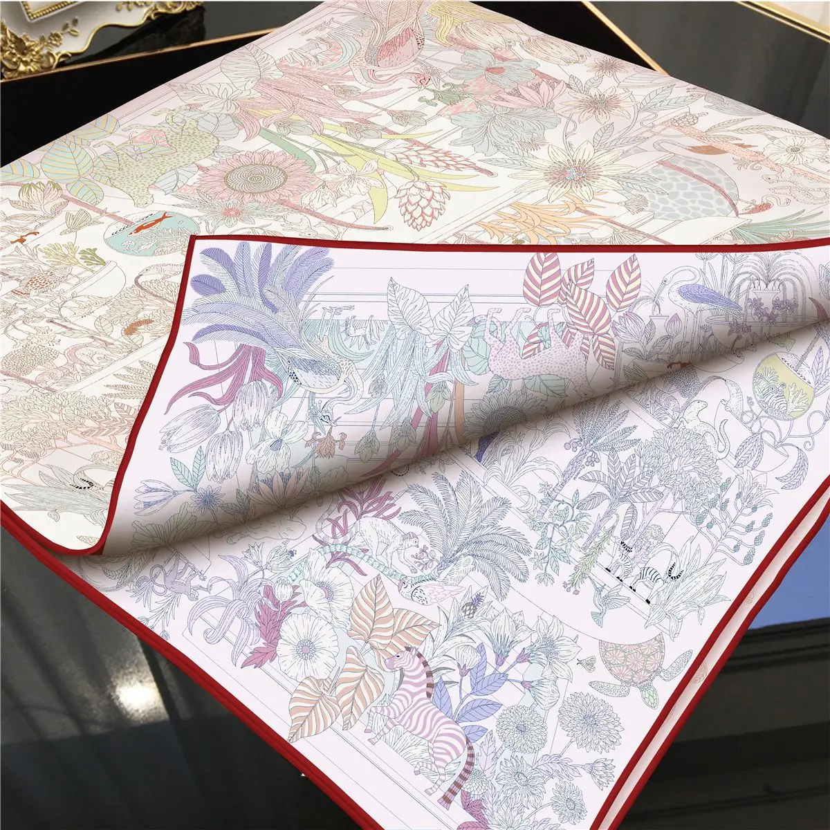 

AB Faced Designer Luxury Twill Silk Scarf 90cm Hand Rolled Edge Square Bandanas Shawls Neck Head Accessories Bag Belt Decoration