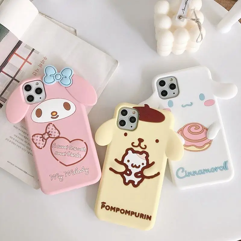 

Sanrio Kawaii Pompom Purin Mymelody for Iphone14/13/12/11 Mobile Phone Case Cartoon Silicone Anti-Fall Protective Cover