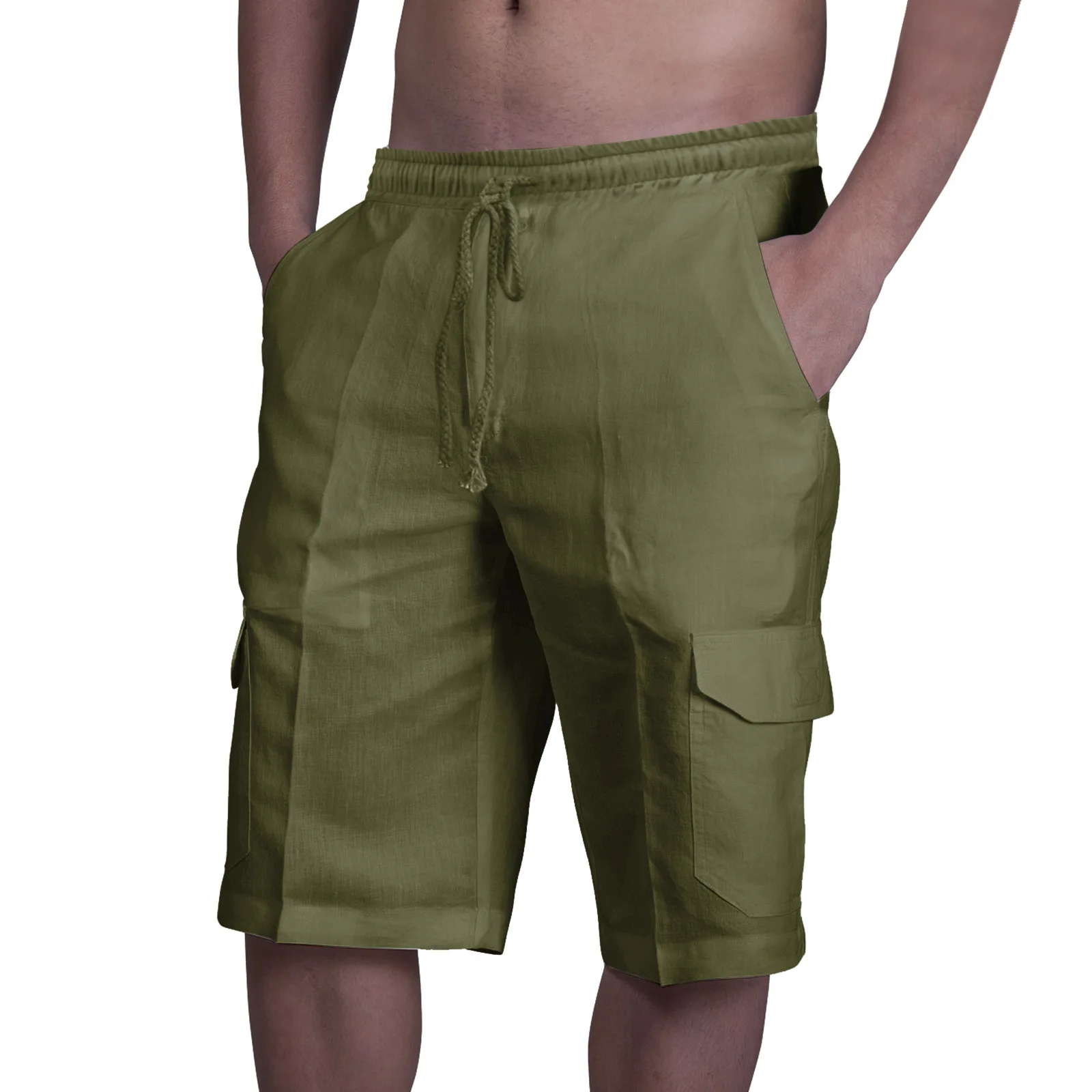 Men\'s Summer Cargo Shorts Solid Color Beach Leisure Travel M-3XL