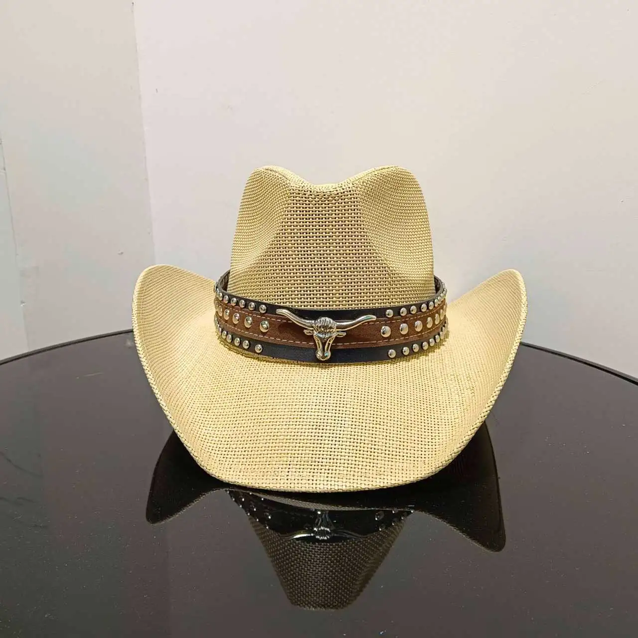 Straw cowboy hat 2025 summer hollow woven straw hat Bohemian cowboy hat outdoor travel sun hat  sombrero