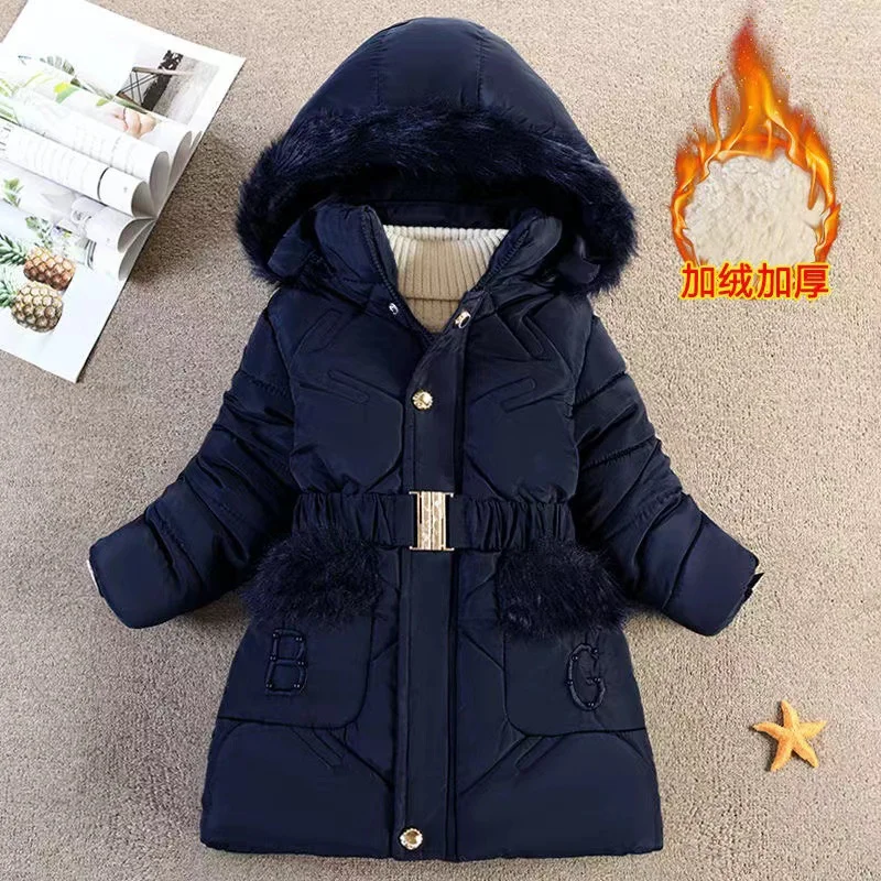 

Thicken Warm Coats Girls Winter Windproof Jackets Teens Solid Colour Cotton Outerwear Children Parkas Comfortable Casual Wear