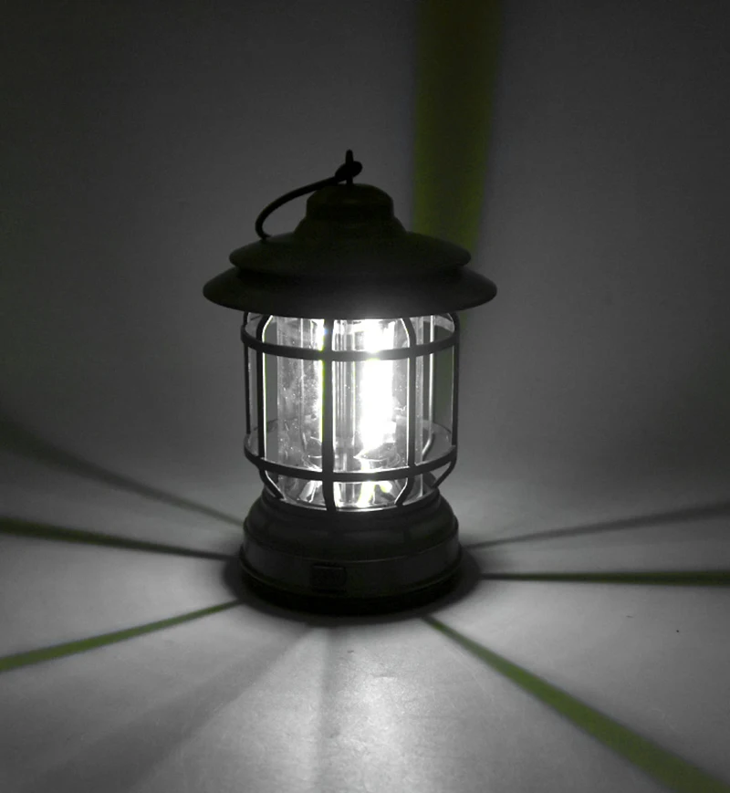 Retro Mini LED Camping Lantern Warm White USB Recharge Travel Tent Lamp Vintage Outdoor Lighting Portable Fishing Lamp