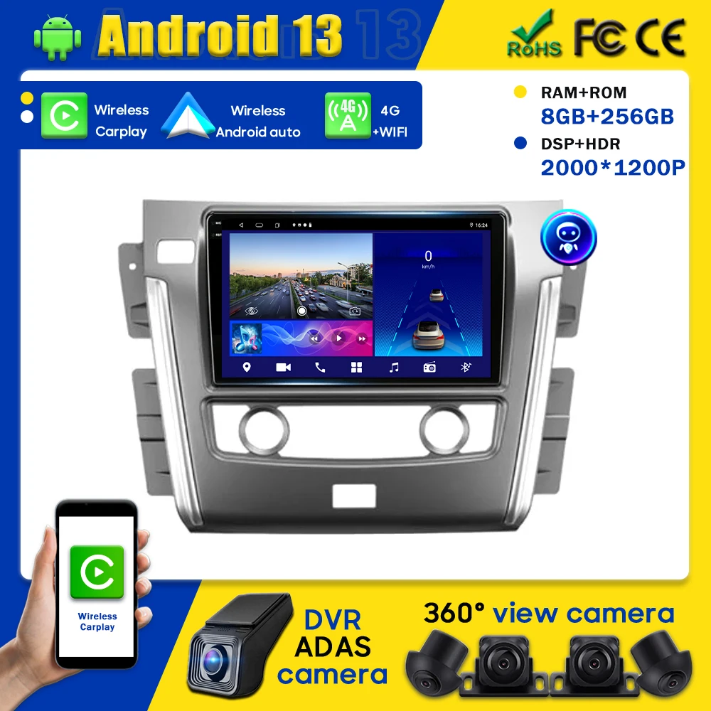 

Auto Radio 4G Player For Nissan Patrol 6 Y62 2010-2020 Android Car Multimedia GPS Navigation Video Carplay Video No 2din 2 din