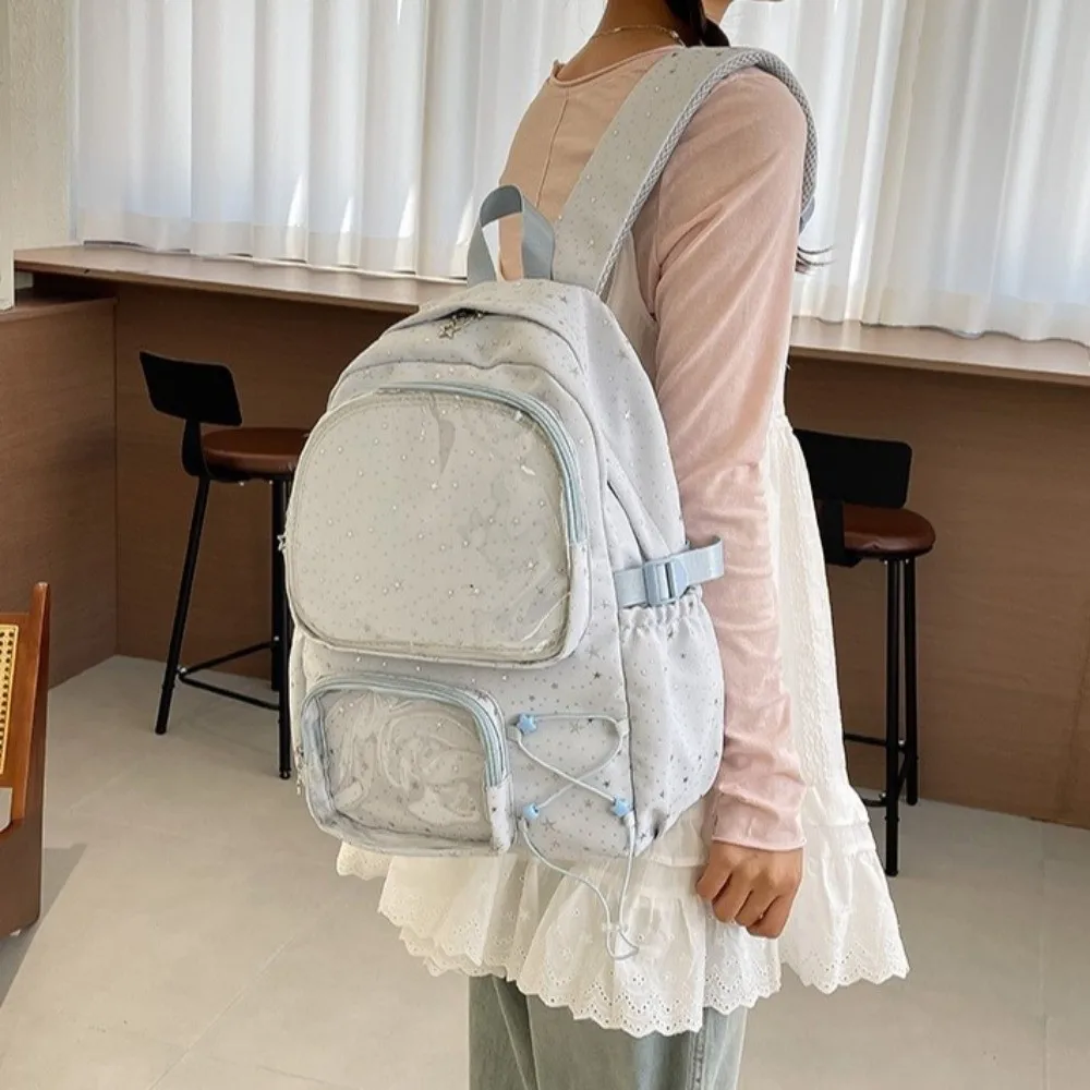 Sweet Oxford Cloth Star Backpack Print Y2k Students School Bag Japanese Style Lolita Nylon Backpack Gift