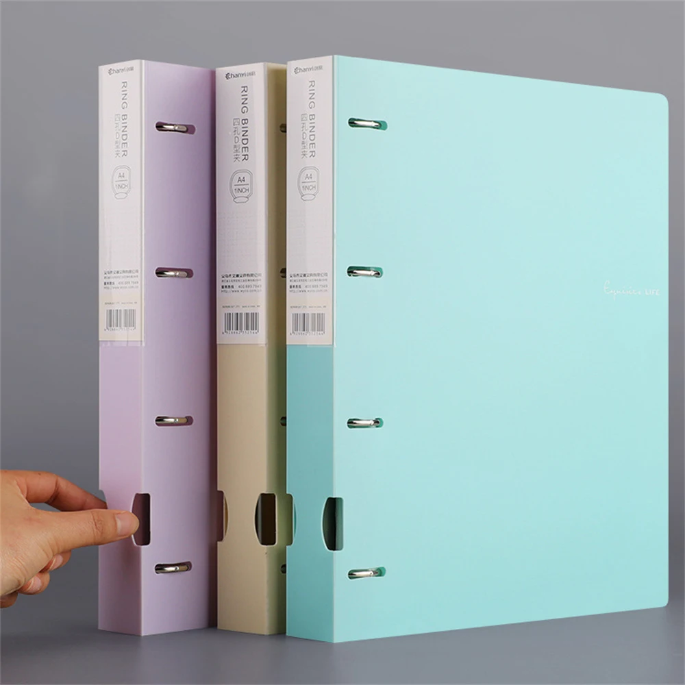 A4 File Folders Display Book 4 Hole Binder Folders Morandi Color Waterproof Document Ring Binder Folder School Office Suppliers