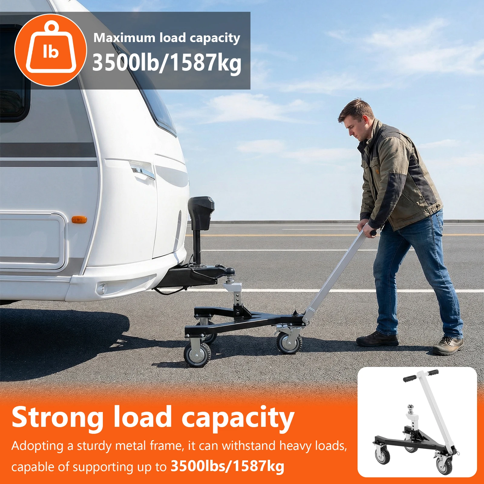 

Устройство для перемещения прицепов (трейлер-мувер) с грузоподъемностью 3500 фунтов, с шаровыми опорами 2 дюйма и 2-5/16 дюйма, регулируемым углом наклона, подходит для автодомов, лодок, кемперов