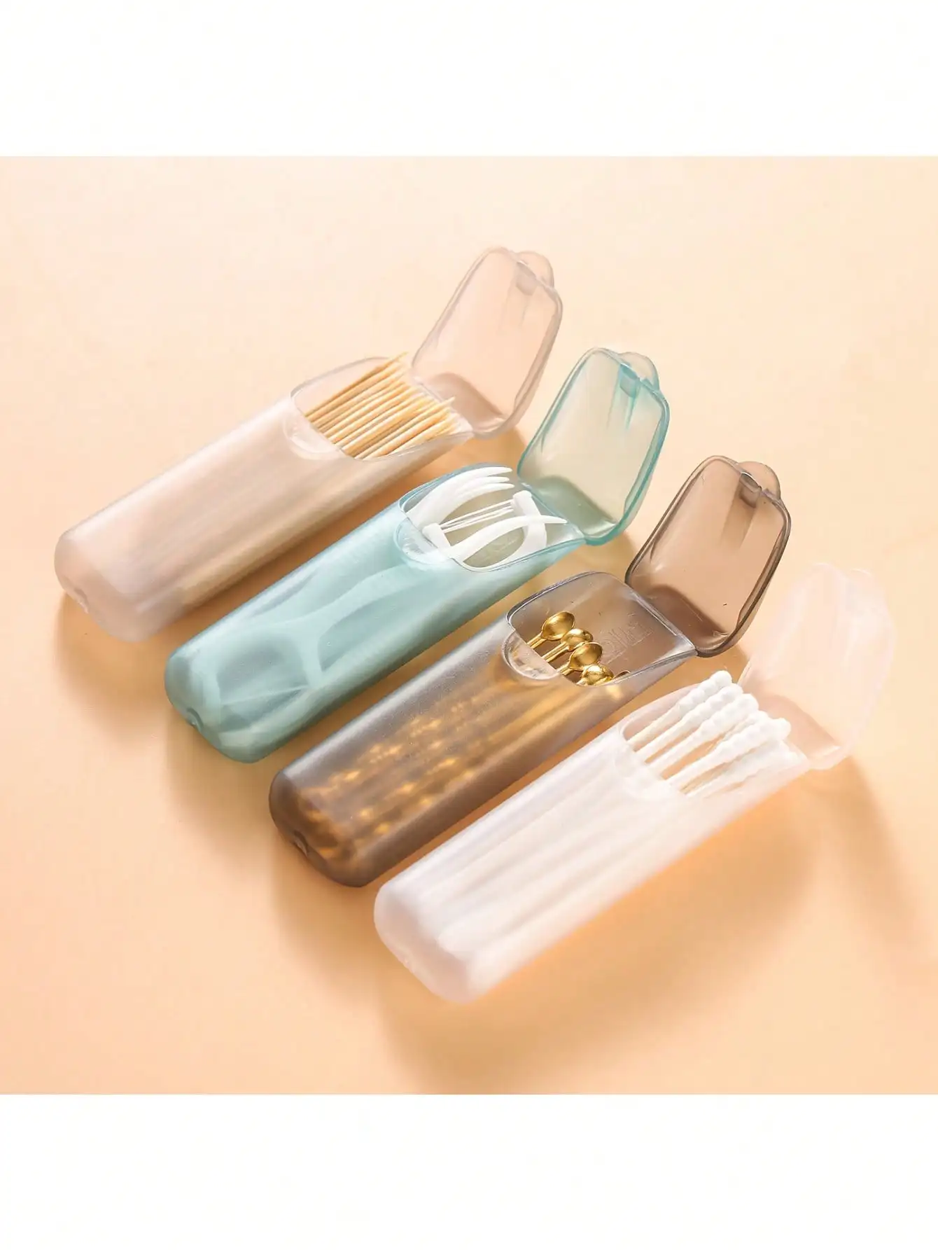 4pcs toothpick and dental floss box, small storage box, travel storage box, portable medicine box, small item storage tube