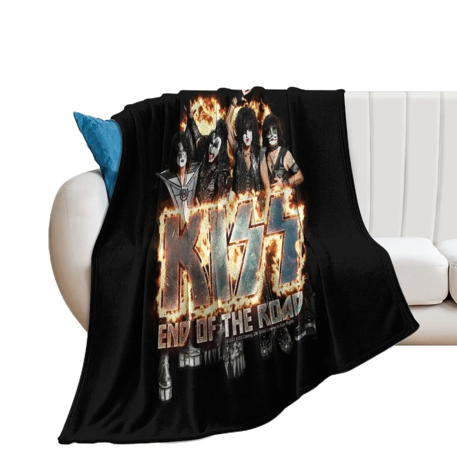 KISS ? the band - End of the Road on Fire Logo Throw Blanket Thins Beautifuls Summer Beddings For Decorative Sofa Blankets