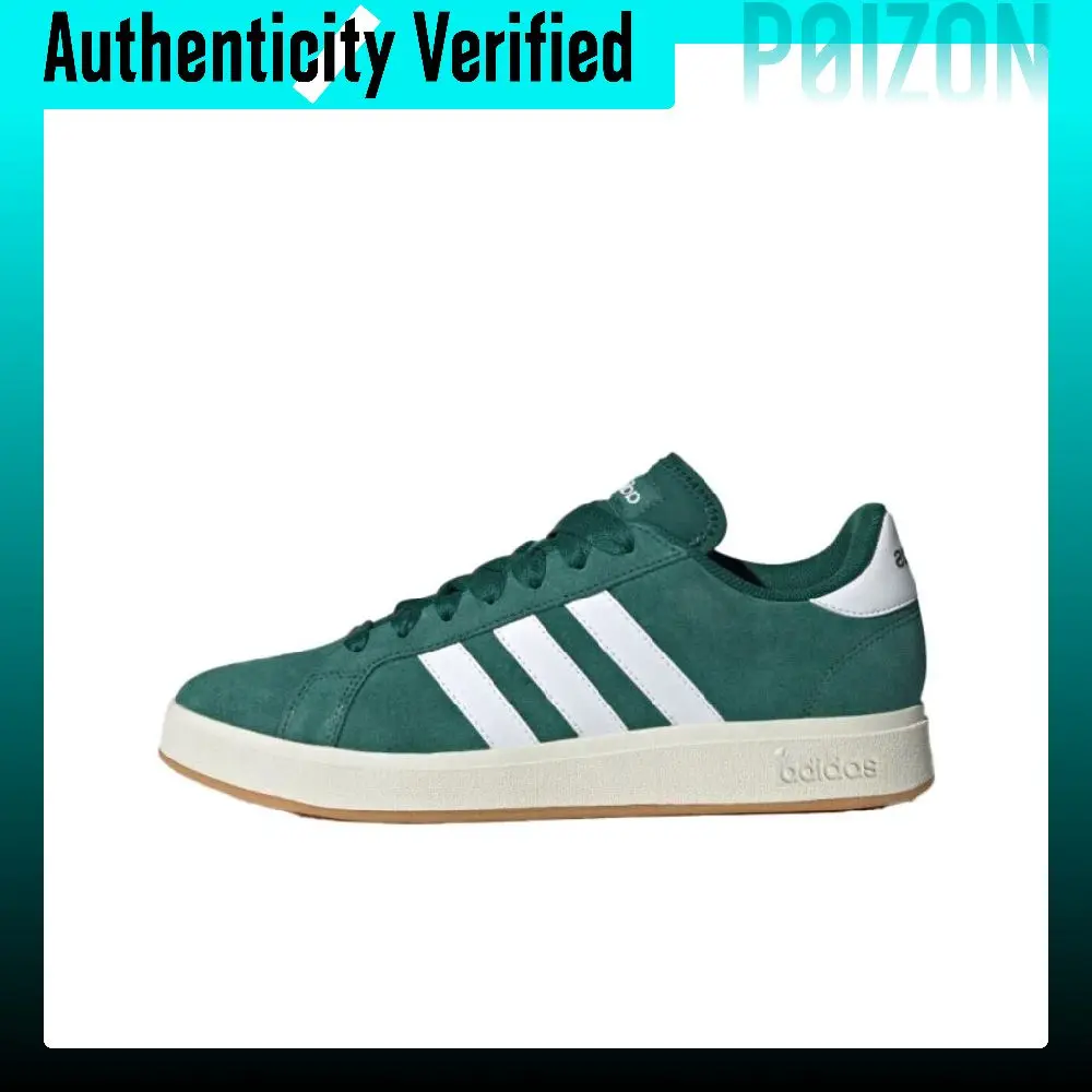 Adidas Grand Court Base 00s Synthetic Leather, Split Cow Leather Low top Skateboard Shoes Unisex Green White Yellow IH6187
