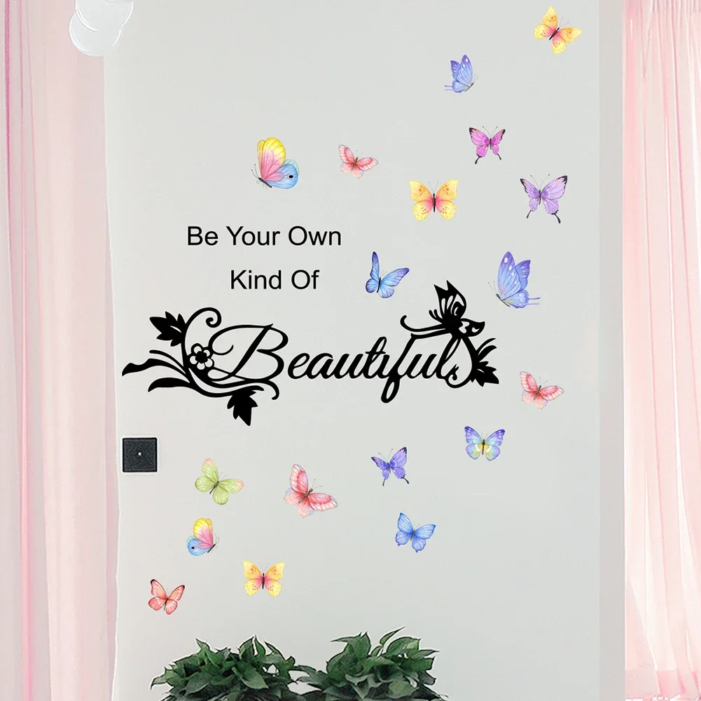 Features Vine Flowers Butterfly Floral Garden Wall Decals Adhesive Backing Art Butterfly Trees Clean And Smooth