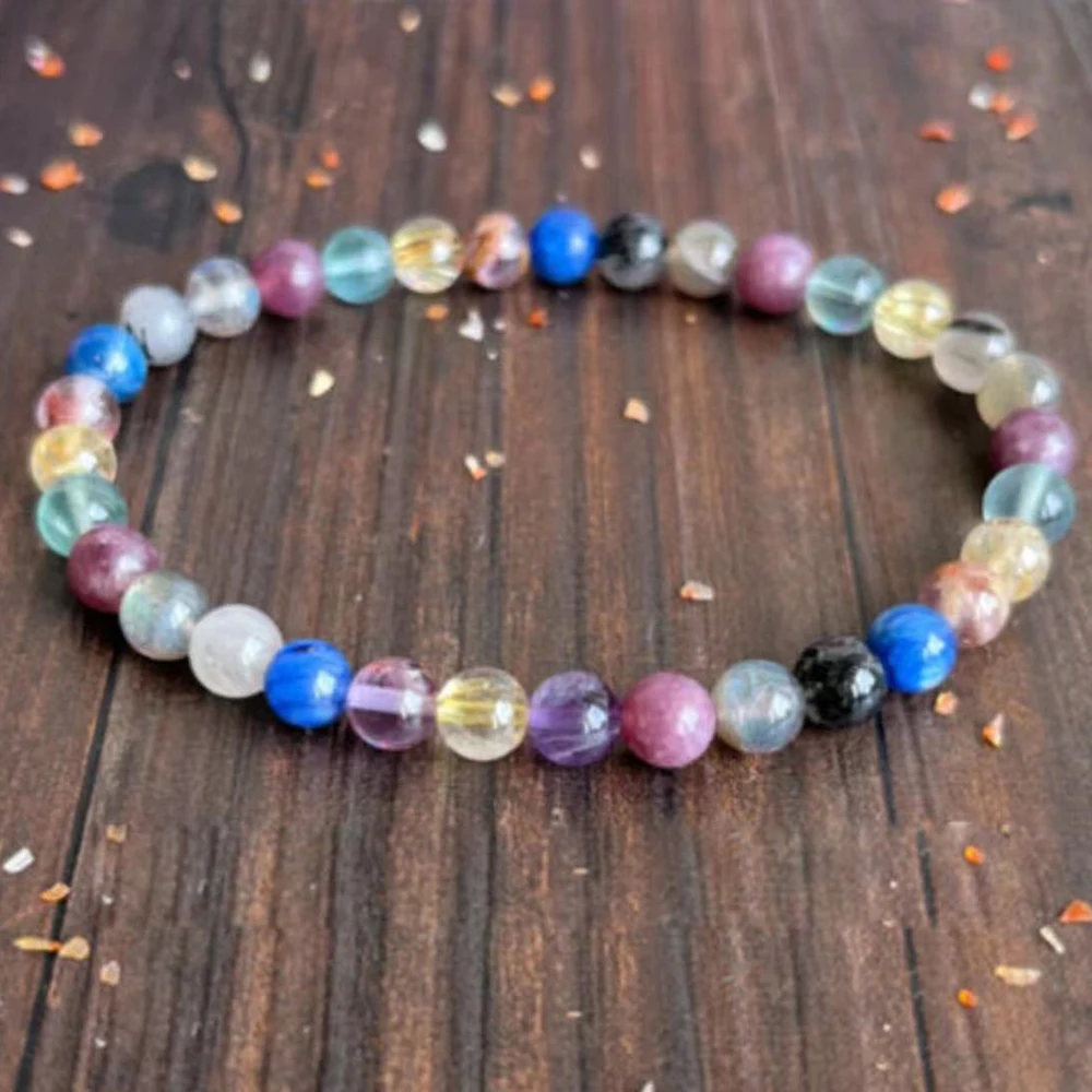 MG1615 New Design Women`s 4 MM Super Seven Chakra Wrist Mala Healing for All Chakras Bracelet Mind Body Spiritual Attunement