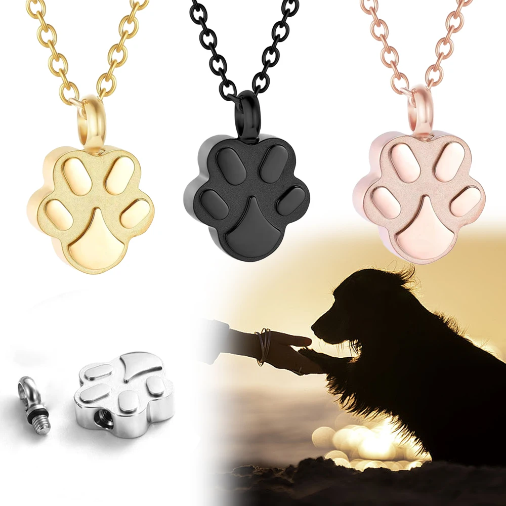 Pet Cremation Jewelry for Ashes Pendant Paw Print Pet Urn Necklace Memorial Keepsake Jewelry for Pet/Dog\'s/Cat\'s Ashes