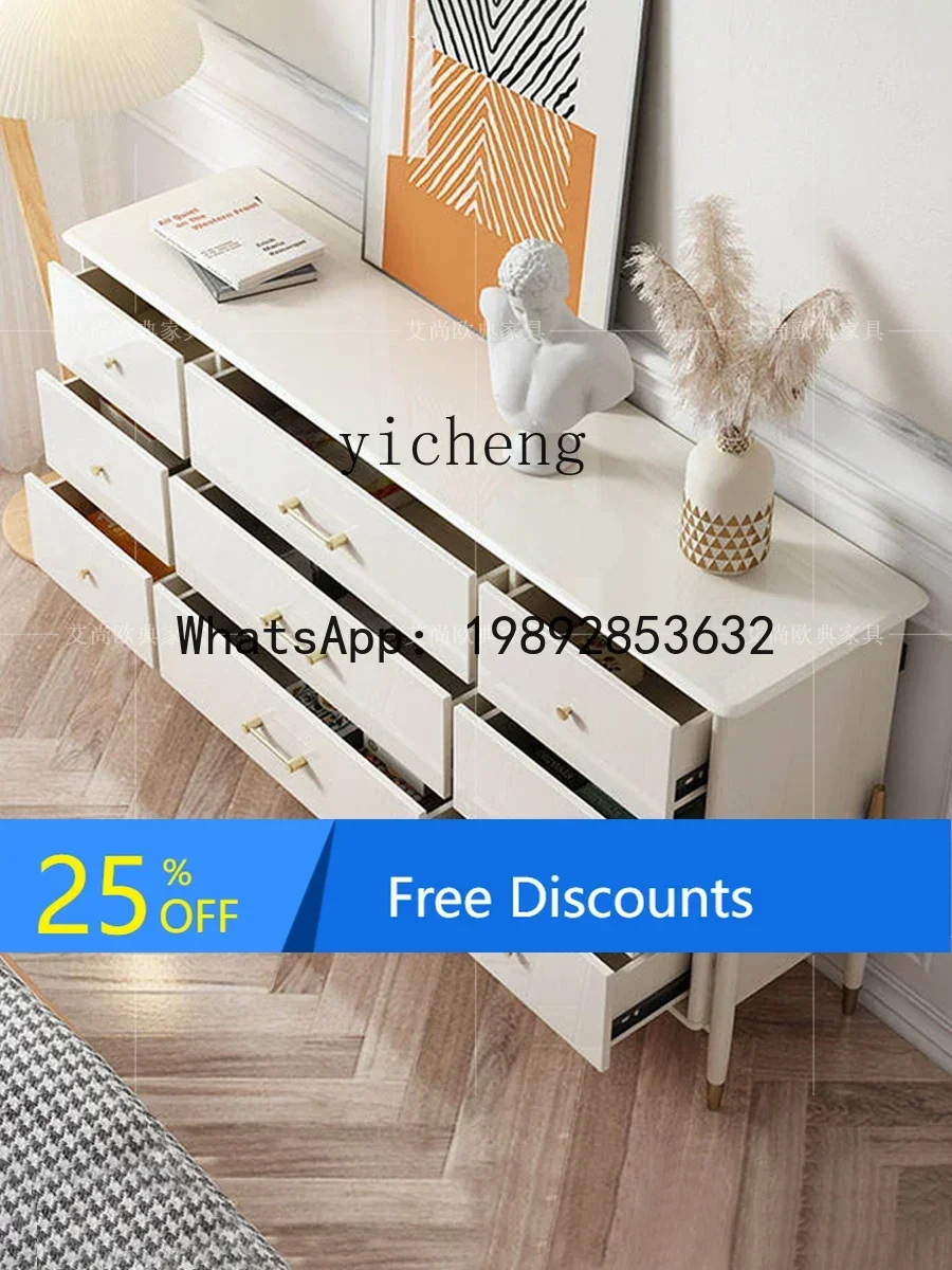 

AA Solid Wood Chest of Drawers White Multi-Functional Nine-Drawer Cabinet Storage Bedroom Bed Front Cabinet