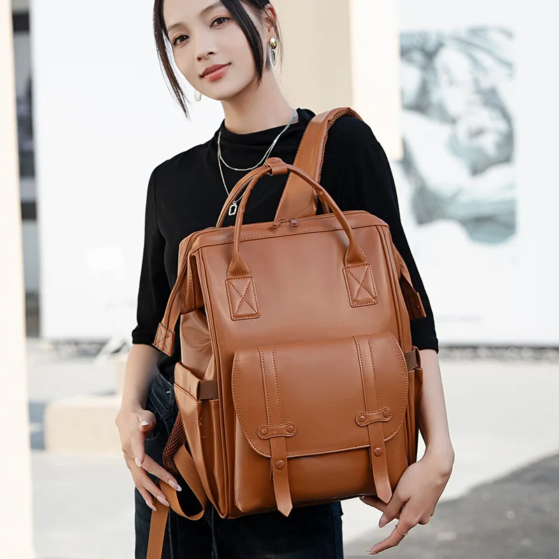 PU Leather Baby Nappy Bag Modern Series Backpack Waterproof Storage Outdoor Travel Mommy Maternity Bag For Baby Stuff 2 Layer
