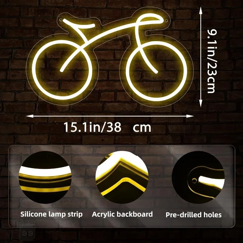 دراجة النيون الرياضة الدراجة النيون لمحبي الدراجات ، أضواء النيون LED لصالة الألعاب الرياضية ، غرفة المراهقين ، رجل الكهف ، غرفة نوم ، بار ، نادي الصالة الرياضية جدار ديكور #3