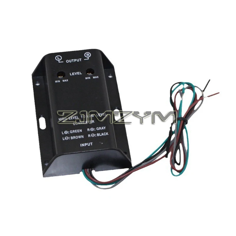 Car Speaker Converter High to Low Line Level Converter Adjustable Adapter 2 Channel Speaker to RCA Converter