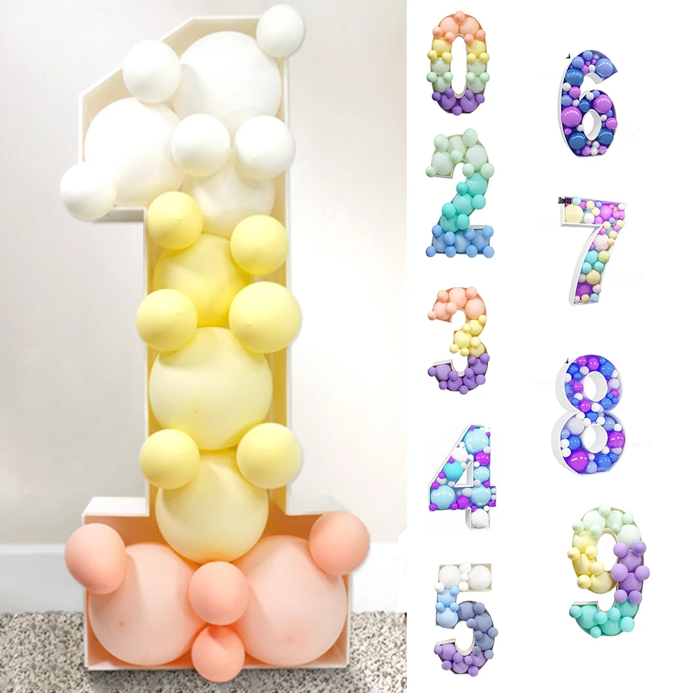 93 cm riesige Figur Ballonfüllbox 1. Geburtstag Ballon Nummer 18 20 30 40 50 Ballonrahmen Jubiläumsdekoration Babyparty – Detail 1