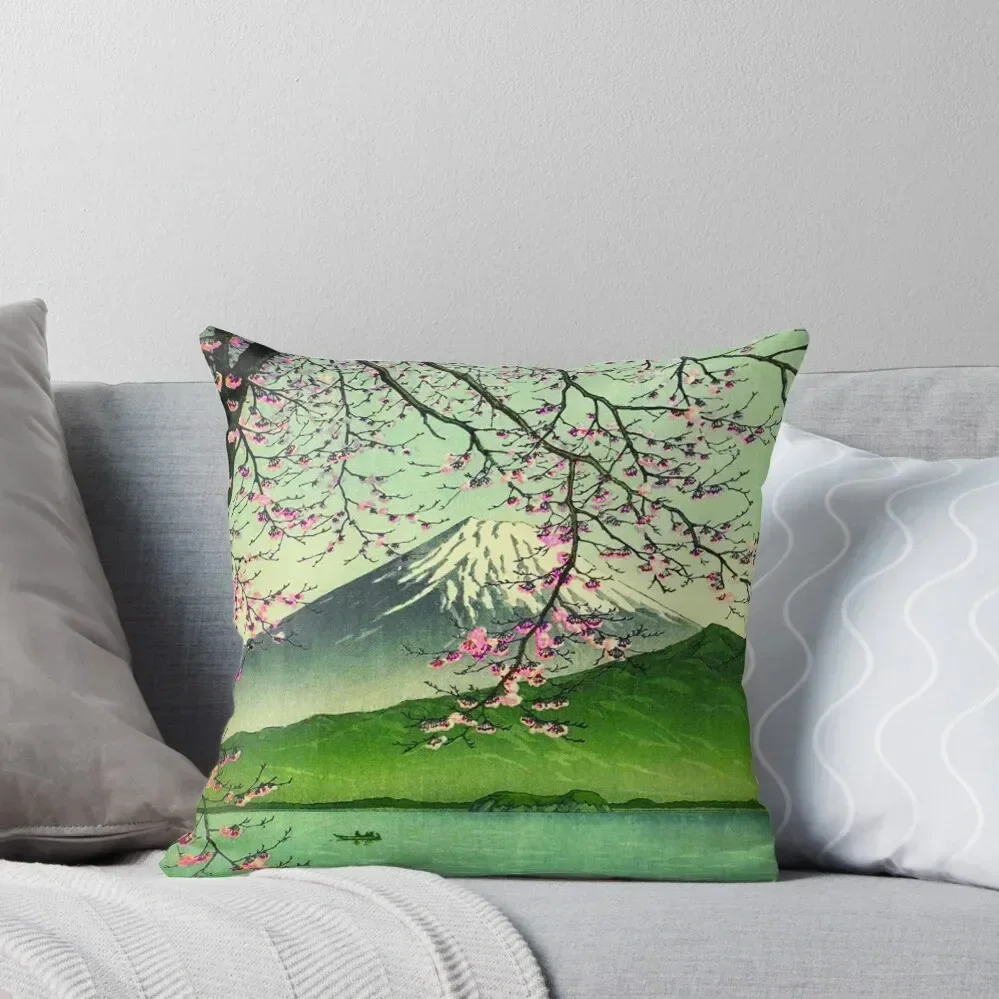 

Mount Fuji & Cherry Blossoms Throw Pillow Decorative Cushion Cushions For Decorative Sofa New year pillow
