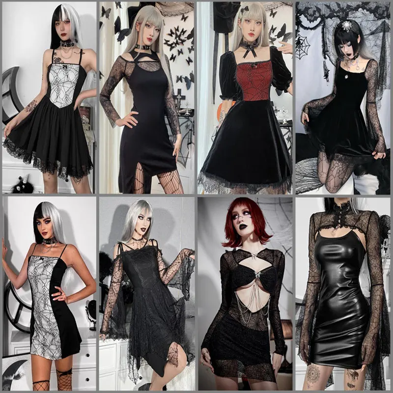 

Gothic Spider Web Halloween Costume Sexy Dress Individual Dark Princess Gown for Young Women Ages 18 to 25