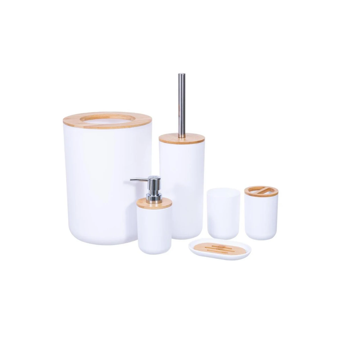 6-teiliges Badezimmer-Zubehör-Set Multifunktionales Badezimmer-Organizer-Kit mit Zahnbürstenhalter Seifenspender Toilettenbürste