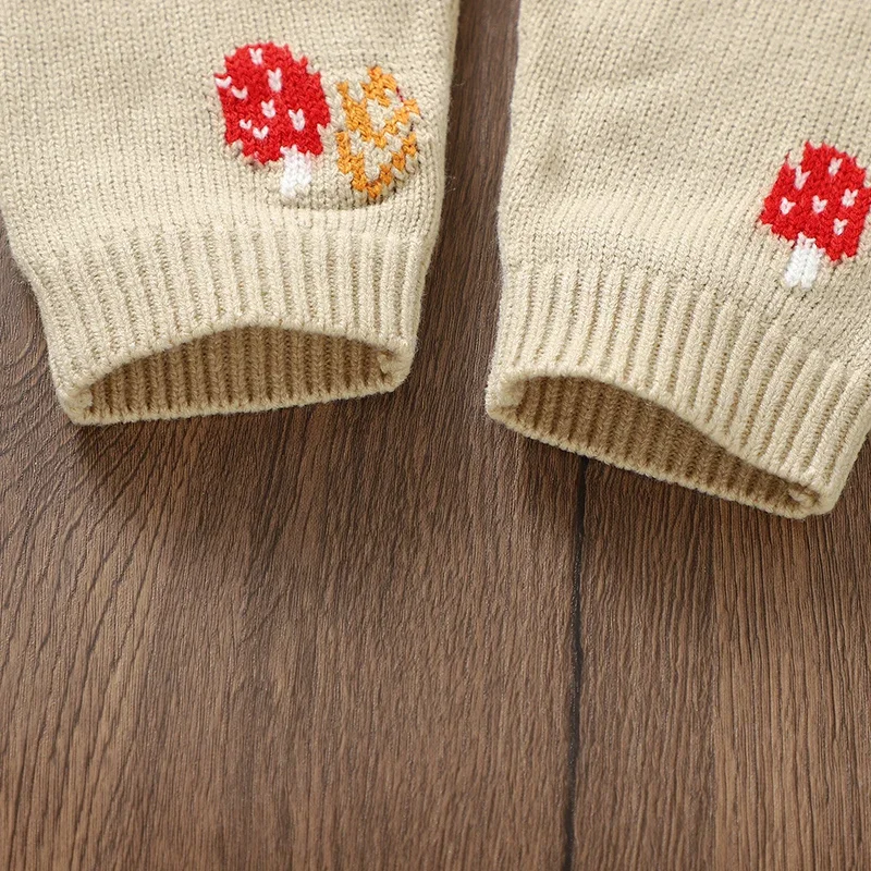 Baby Romper Knitted Infant Clothing 0-18M Overalls Fashion Embroidery Mushroom Newborn Girl Boy Jumpsuit Long Sleeve Autumn Warm