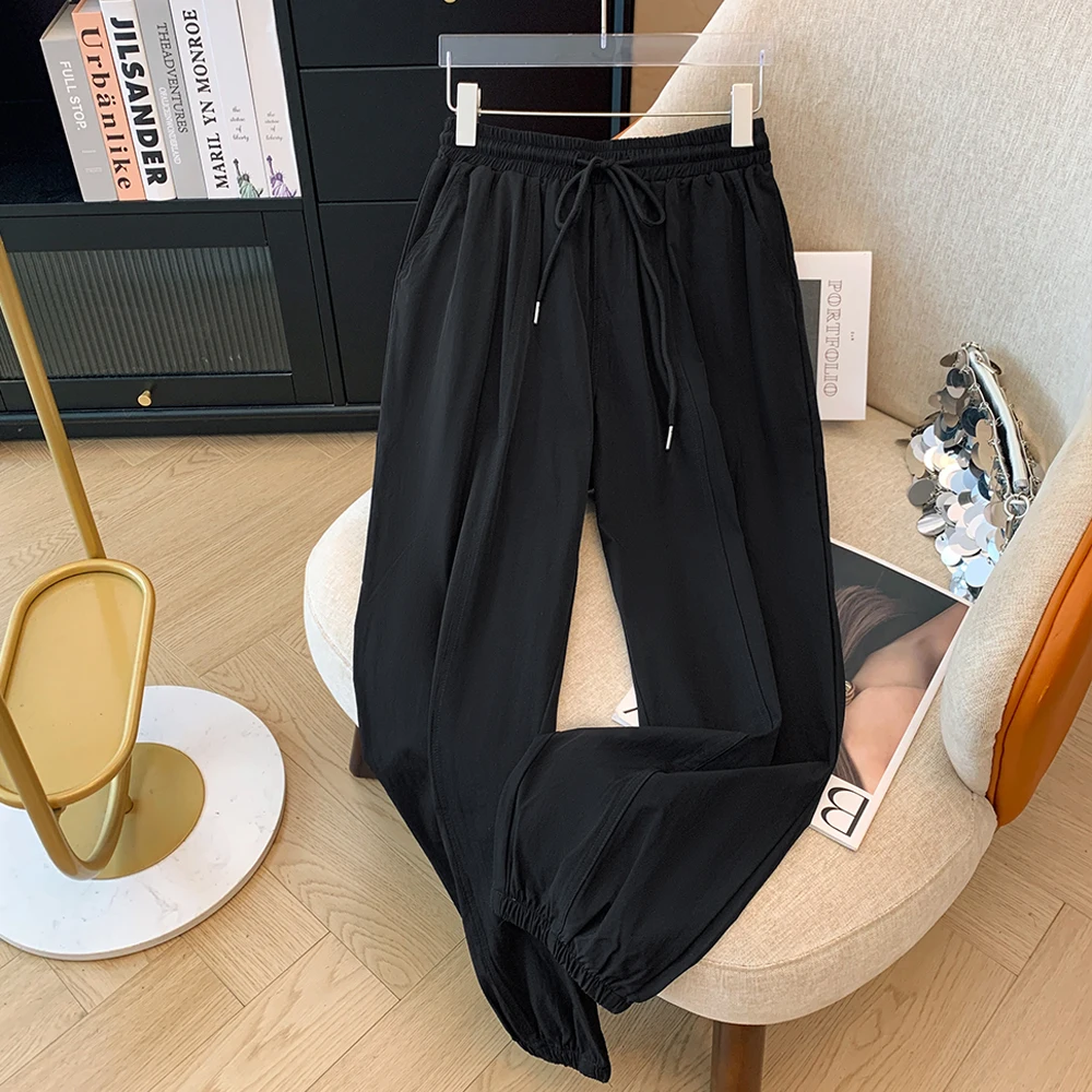 Pantalon taille haute décontracté à neuf points pour femme, pantalon audicorset élastique, pantalon Haren pieds, grande taille, nouveau modèle, printemps et automne 2024